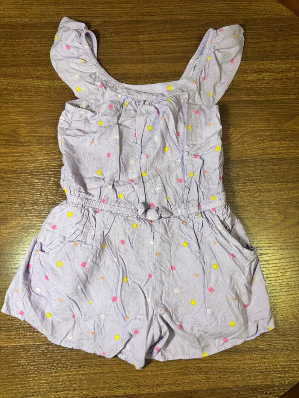 Cat & Jack Girls Light Purple Sun Print Flutter Sleeve Romper – Size M (8)
